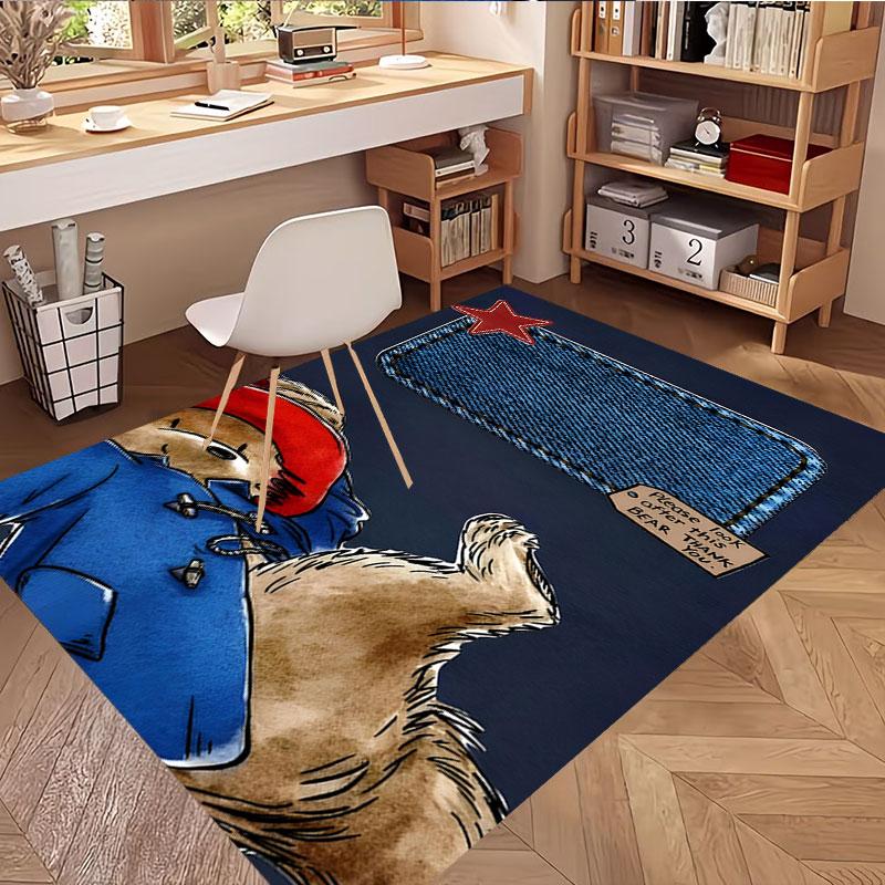 Paddington Bear Print Rug, Washable Floor Carpet, For Entryway Dorm Laundry Room Office Study, Home Decor Birthday Christmas Gift