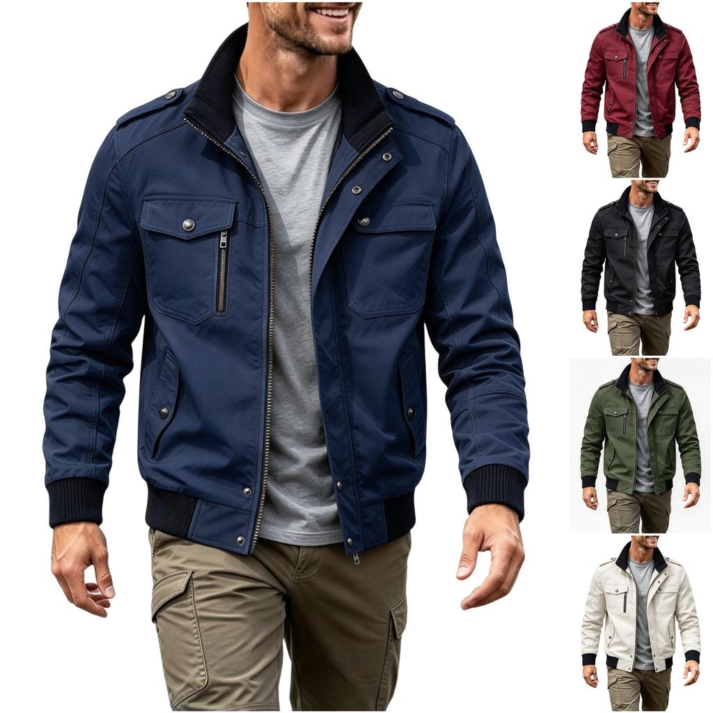 Men's Spring and Fall Slim Fit Outdoor Breathable Wear- Casual Stand Collar Jacket