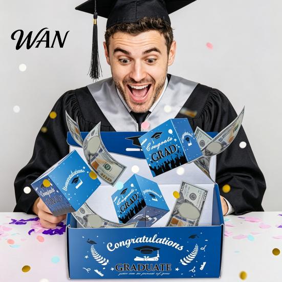 Explosion Gift Box 2026 Graduation Box, DIY Pop Up Money Holder Interactive Folding Bounce Cash Card for Grad Party Supplies