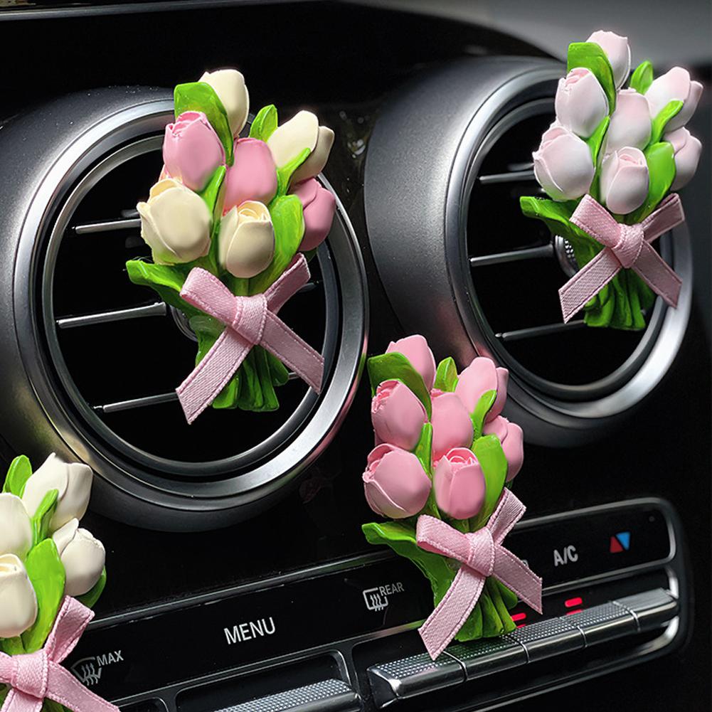 Автомобильный ароматизатор-клипса для вентиляционного отверстия, кондиционер, ароматерапия, освежитель с милым дизайном в виде цветка тюльпана