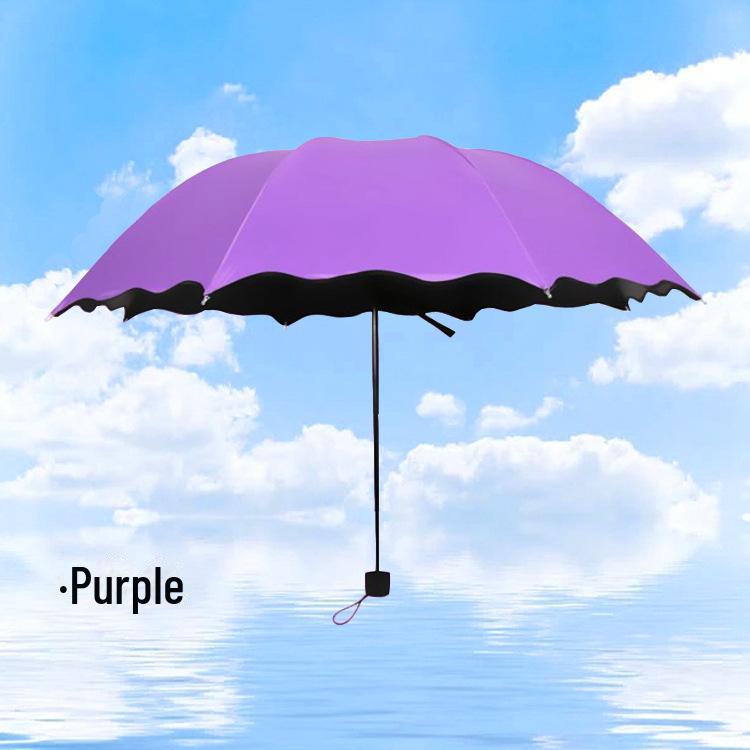 Water-Bloom Parasol: Manual Folding Umbrella for Sun and Rain, Dual-Use, Three-Fold Design, Perfect Gift