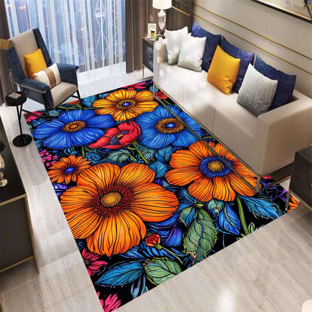 Цветы Ретро Богемный Стиль Ковер Гостиная Диван Спальня Кухня Прихожая Дверной Коврик Противоскользящий Моющийся Домашний Декор Ковер