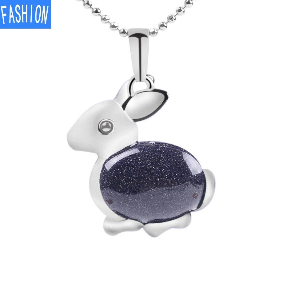 Ожерелье с подвеской из натурального камня серии Lovely Animal из натурального хрусталя и кролика