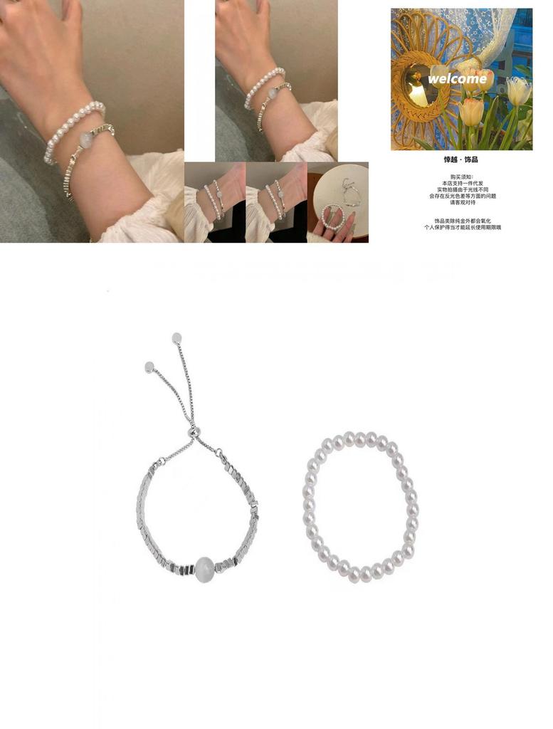 Изысканный многослойный браслет из неправильного серебристого жемчуга Шикарная модная бижутерия