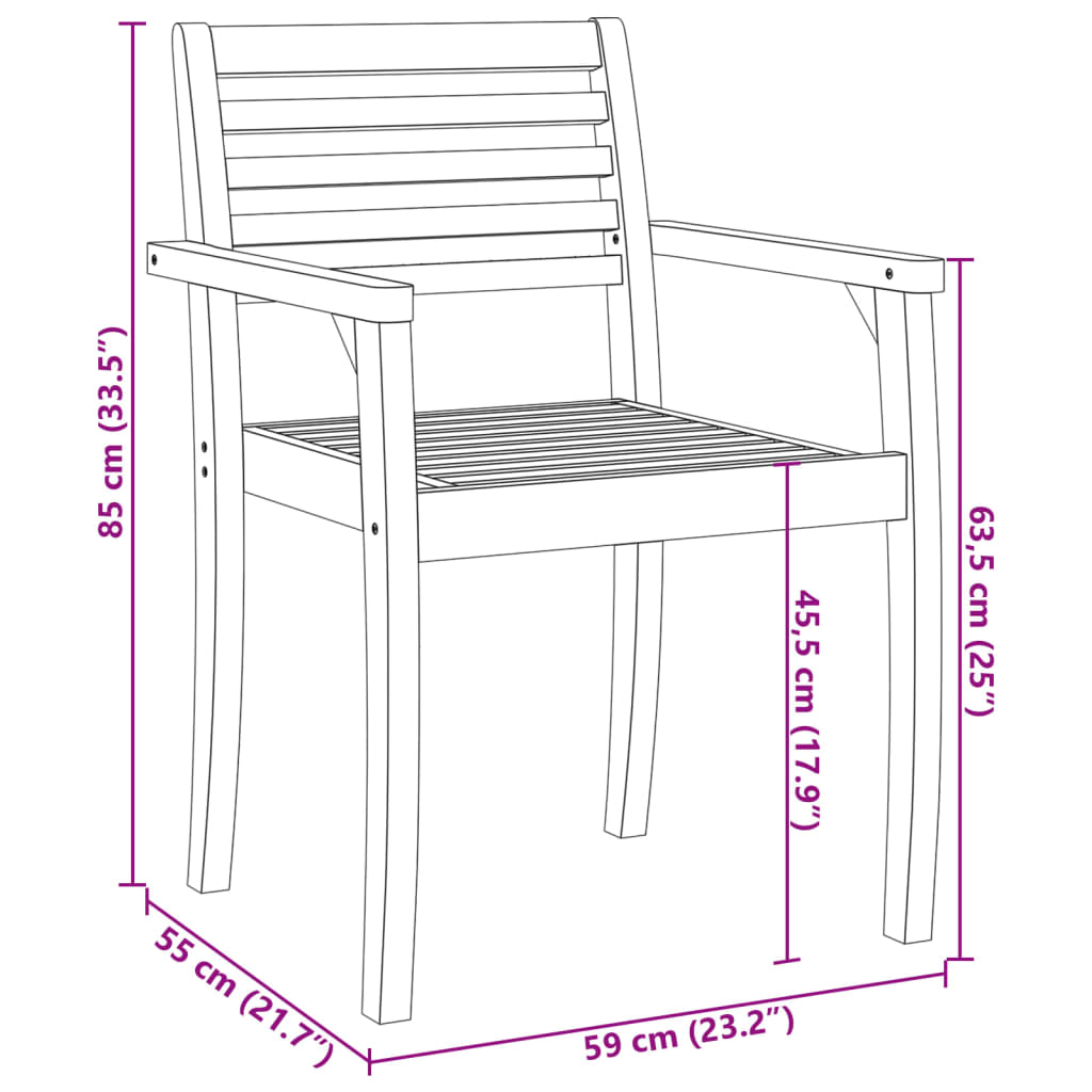 Garden Chairs 6 pcs. 59 x 55 x 85 cm Solid Acacia Wood