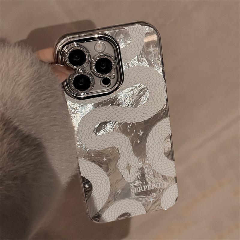 Роскошный стильный блестящий чехол с рисунком змеи для iPhone 16 15 14 13 Pro Max Plus 11 12 X Xr Xs Bling Camera Shockpoof Cover
