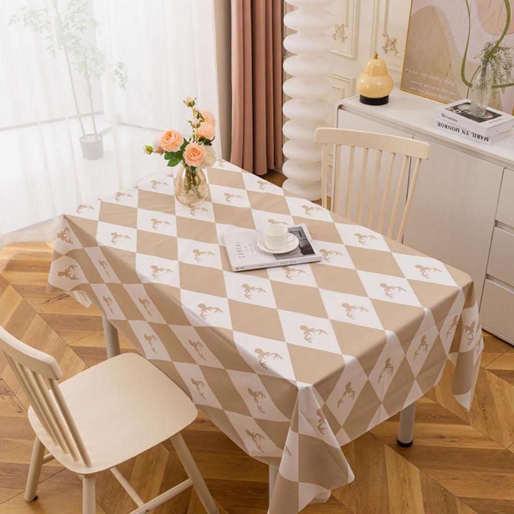 Waterproof And Oil-Proof Leave-In Premium Tablecloth Home Modern Peva Plaid Picnic Cloth Tablecloth