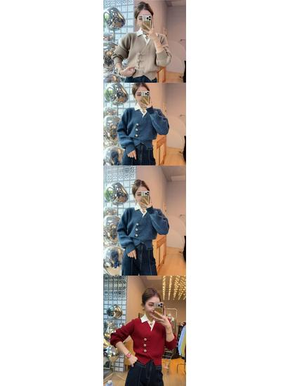 Autumn Trendy Two-Piece Look Knitted Cardigan for Women - Korean Style