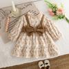 Girl  Fashion Dress 2025 Spring and Autumn New Little Girl Princess Dress Long Sleeve Fake Two-piece Skirt