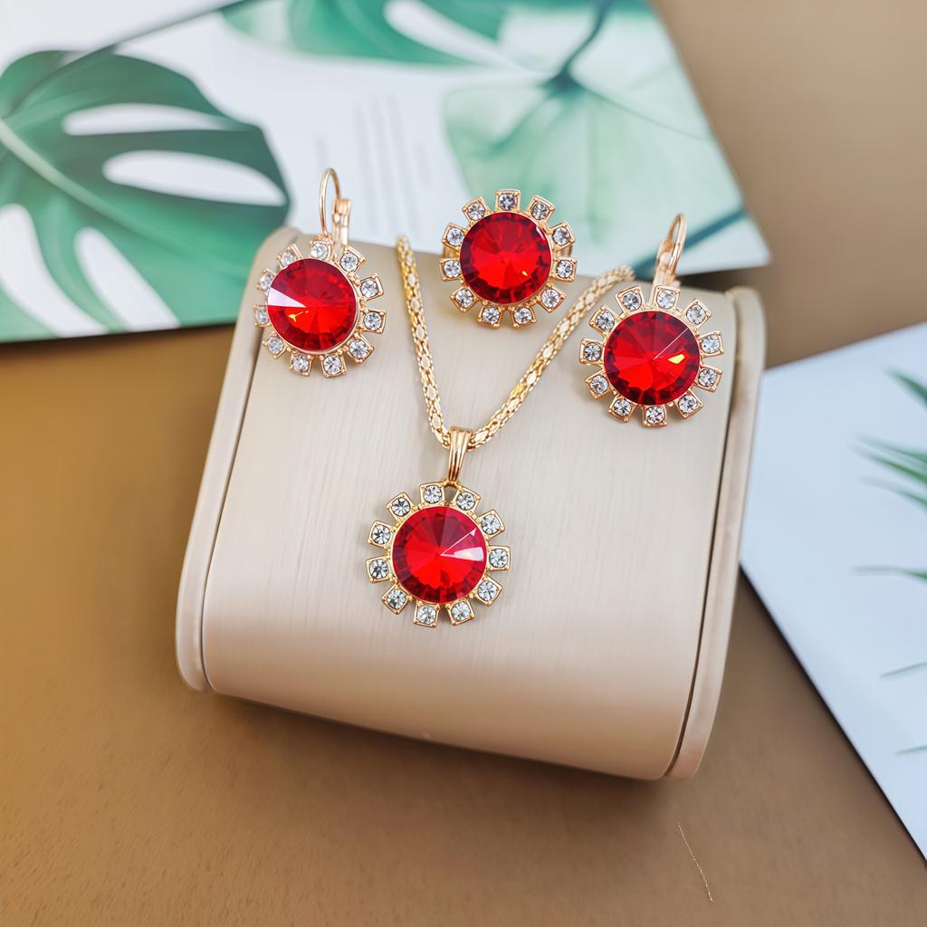 Винтажный набор аксессуаров с драгоценными камнями в стиле легкой роскоши, ожерелье с подвеской из камня Kramer, женский универсальный набор украшений