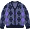 X Fred Perry Argyle Cardigan Peacoat Unisex Tops Purple SK1128-11A