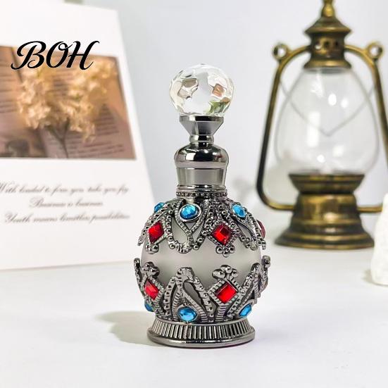 Refillable Scent Bottle 15ML Vintage Luxury Perfume Bottle, Essential Oil & Fragrance Glass Dubai Arabian Style Empty Container for Travel Portable