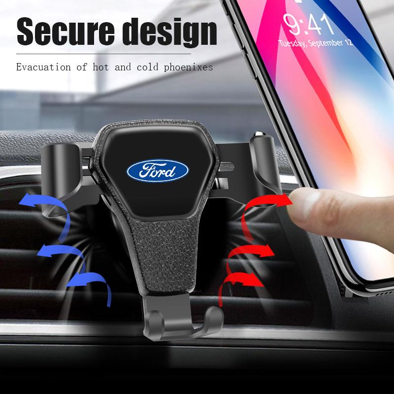 Car Phone Holder Gravity Sensing Auto Grip Universal Bracket For Ford ST Line Focus Mustang Fiesta Puma Ranger Kuga MK7 MAX F150 FE7
