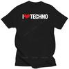 Печатная повседневная футболка I Love Techno для мальчика девочки Унисекс Натуральная мужская футболка С круглым вырезом С коротким рукавом облегающая Качественная мужская футболка