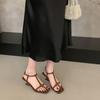 Французский квадратный носок, открытый носок, нишевый клиновидный каблук, сандалии женские 2025 лето, сказочный стиль с юбкой, римские туфли
