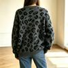 Женский вязаный пуловер с круглым вырезом, леопардовым принтом и цветовыми блоками для осени и зимы