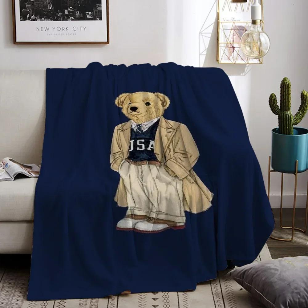 Летнее одеяло для диванов POLO Bears Пушистое дизайнерское одеяло из микрофибры King Size Постельное белье для дома Одеяла для дивана
