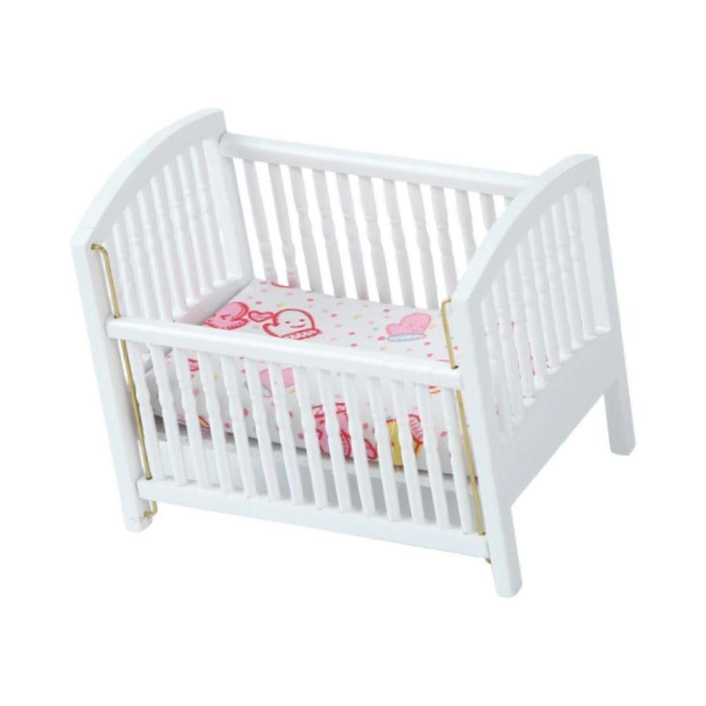 1:12 Baby Crib DIY Fitments Dollhouse Furniture Model Dollhouse Baby Bed Bedroom Model Decor Toy