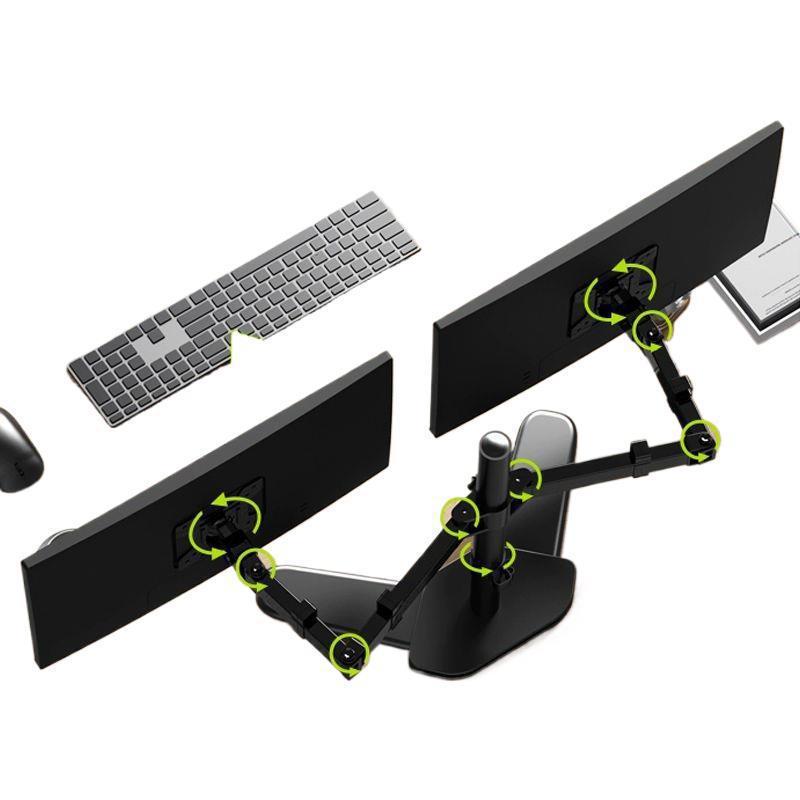 Dual Screen Rotating Monitor Stand for 14-27 Inch Displays with Adjustable Arm and Lifting Telescopic Feature