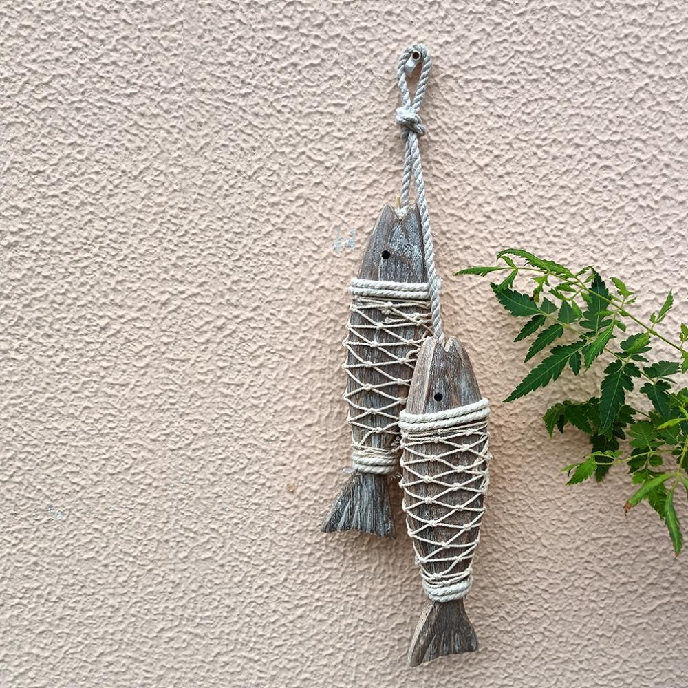 Mediterranean Fish Ornament Hanging Wall Hanging Decor Vintage Wooden Pendant Home