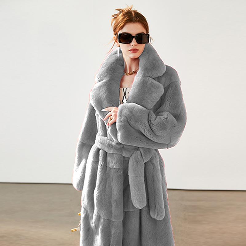Женская длинная искусственная шуба с поясом, зимняя пушистая плюшевая женская куртка с отворотом, теплая, приталенная, плюшевая
