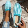 Fashion Elegant Houndstooth Knitted Ballet Flats Woman Point Toe Mesh Moccasins Ladies Big Size Leopard Loafers Soft Driving Shoes