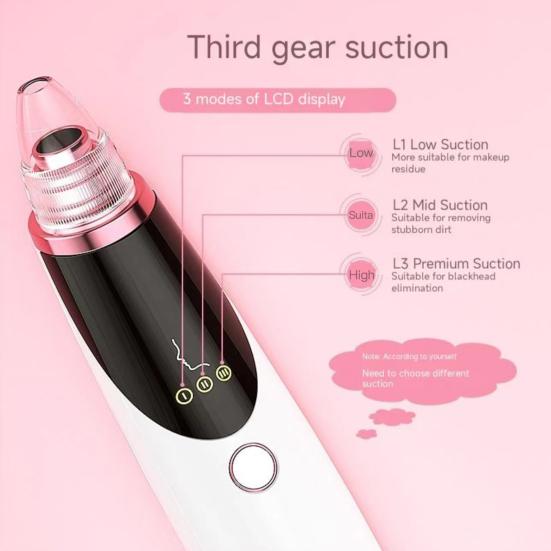 Электрический прибор для удаления черных точек, портативный вакуумный инструмент для удаления черных точек с 5 всасывающими головками, 3 режима регулировки, подарок для женщин и девочек