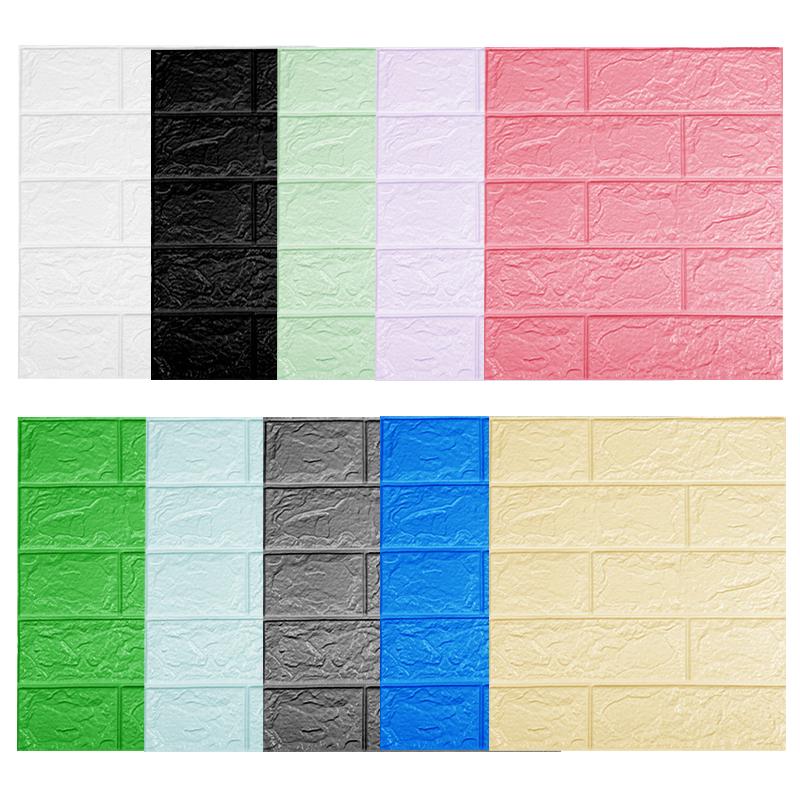 10 цветов для гостиной, водонепроницаемые 3D наклейки на стену, самоклеящиеся обои с имитацией кирпича, настенное искусство