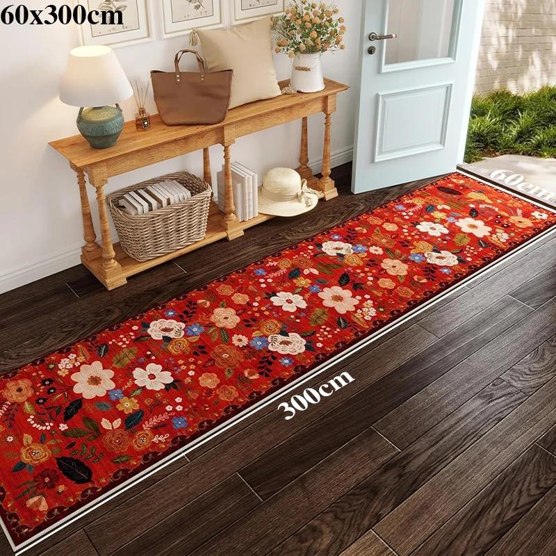 Ковровая дорожка для прихожей, длинный ковер, машинная стирка, складной, нескользящий коврик для пола, весенние цветы, ковры для украшения дома для гостиной