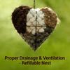 Iron Heart Shape Handmade Bird Nesting Heart Refillable Garden Yard Art Decoration Natural Nesting Fibers for Wild Birds