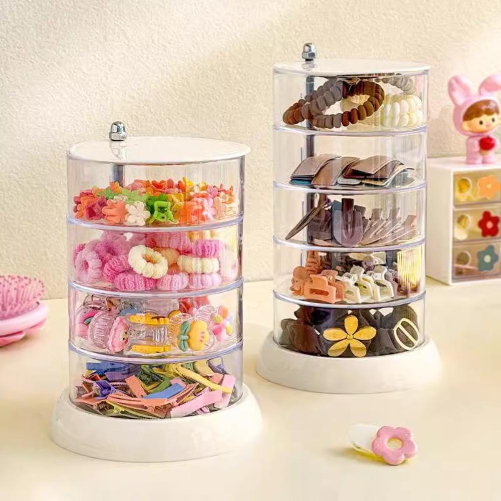 Многослойная вращающаяся шкатулка для украшений, прозрачная коробка для хранения сережек и колец, вращающийся настольный органайзер