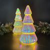 LED Light Up Glass Christmas Tree Ornament, Desktop Holiday Decoration For Home