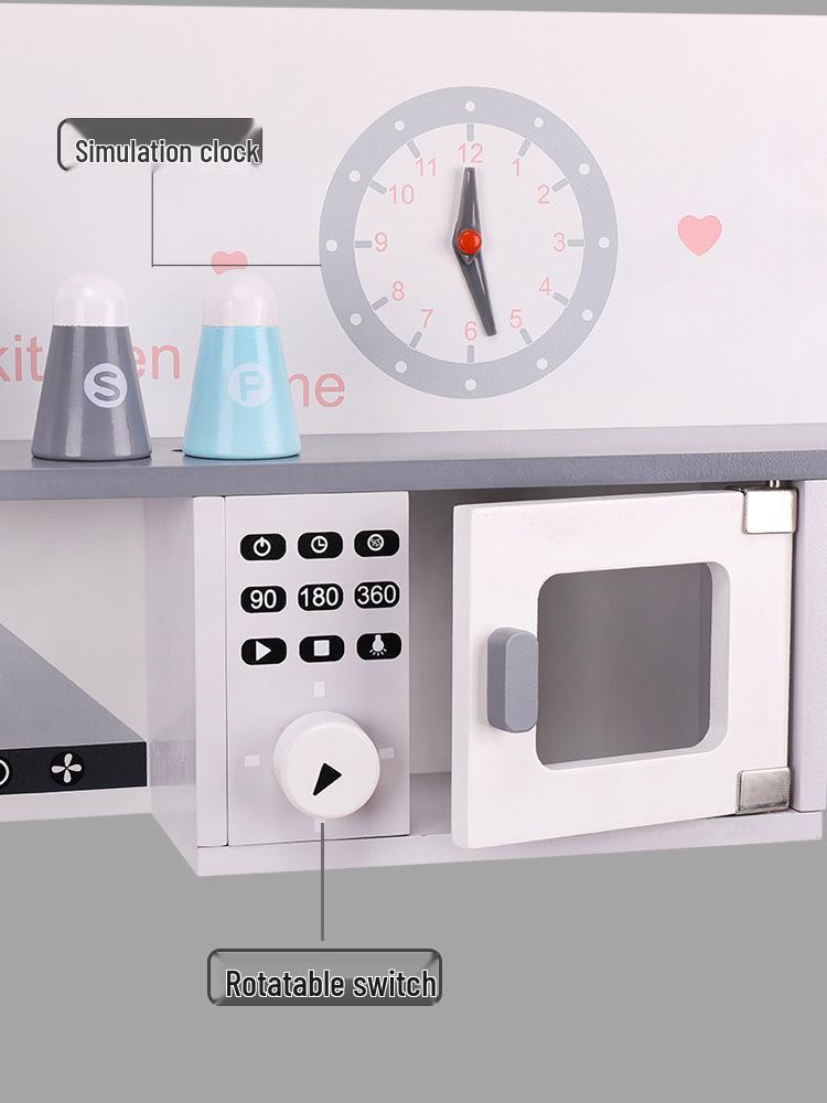 Children's Nordic Style Wooden Play Kitchen Set with Fridge and Oven