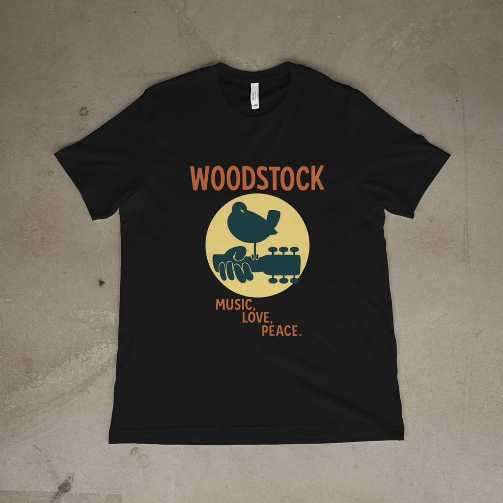 Футболка Woodstock Музыка Любовь Мир Ретро Хиппи Фестиваль Винтажная Графическая Футболка