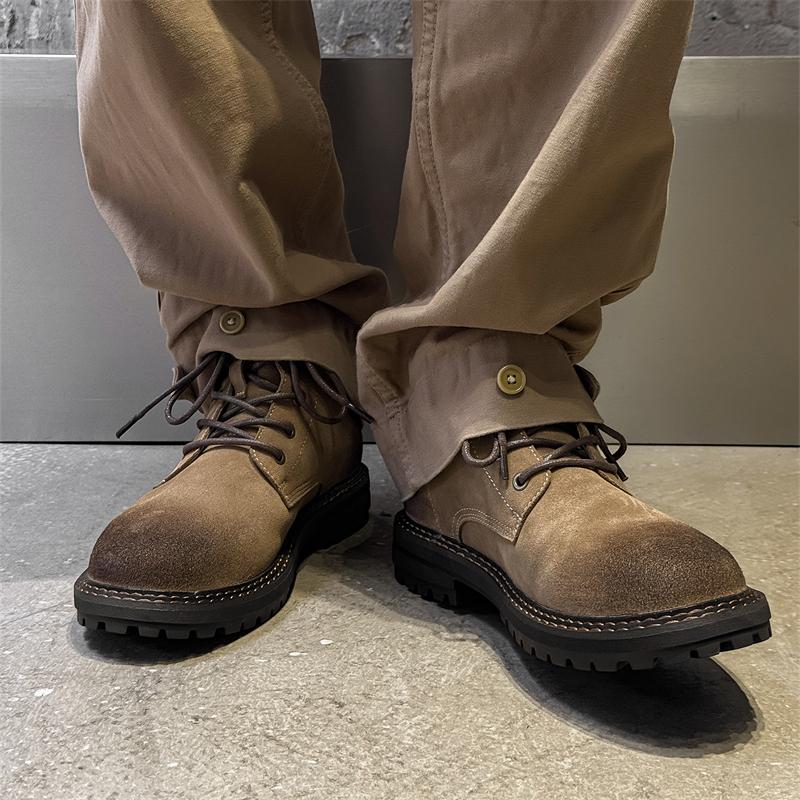 Handmade Men High Top Boots High Quality Leather Walking Shoes Outdoor Sneakers Men Lace Up Non-Slip Ankle Boots for Men