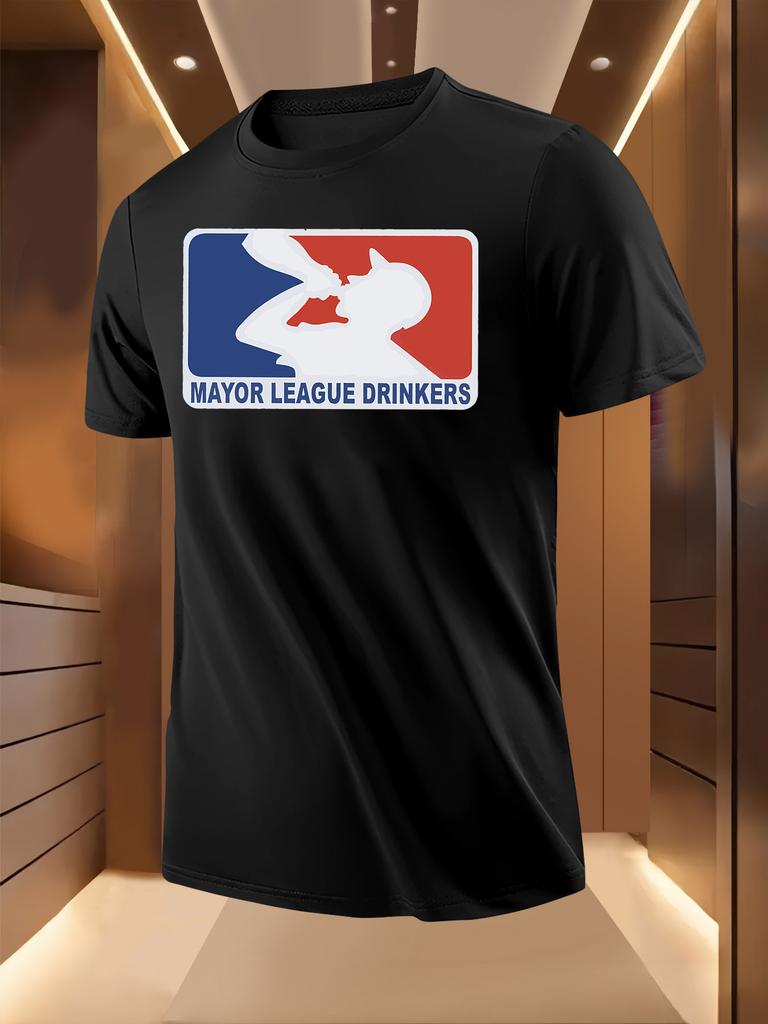 Summer Tshirt with Bold MAYOR LEAGUE DRINKERS Print - Bre...