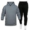 2024 Autumn Winter Tracksuit Men Solid Hooded Sweatshirt 2 Piece Sets Mens Outfits Suit Men Fleece Sport Hoodie Sweatpants Two Piece Sets