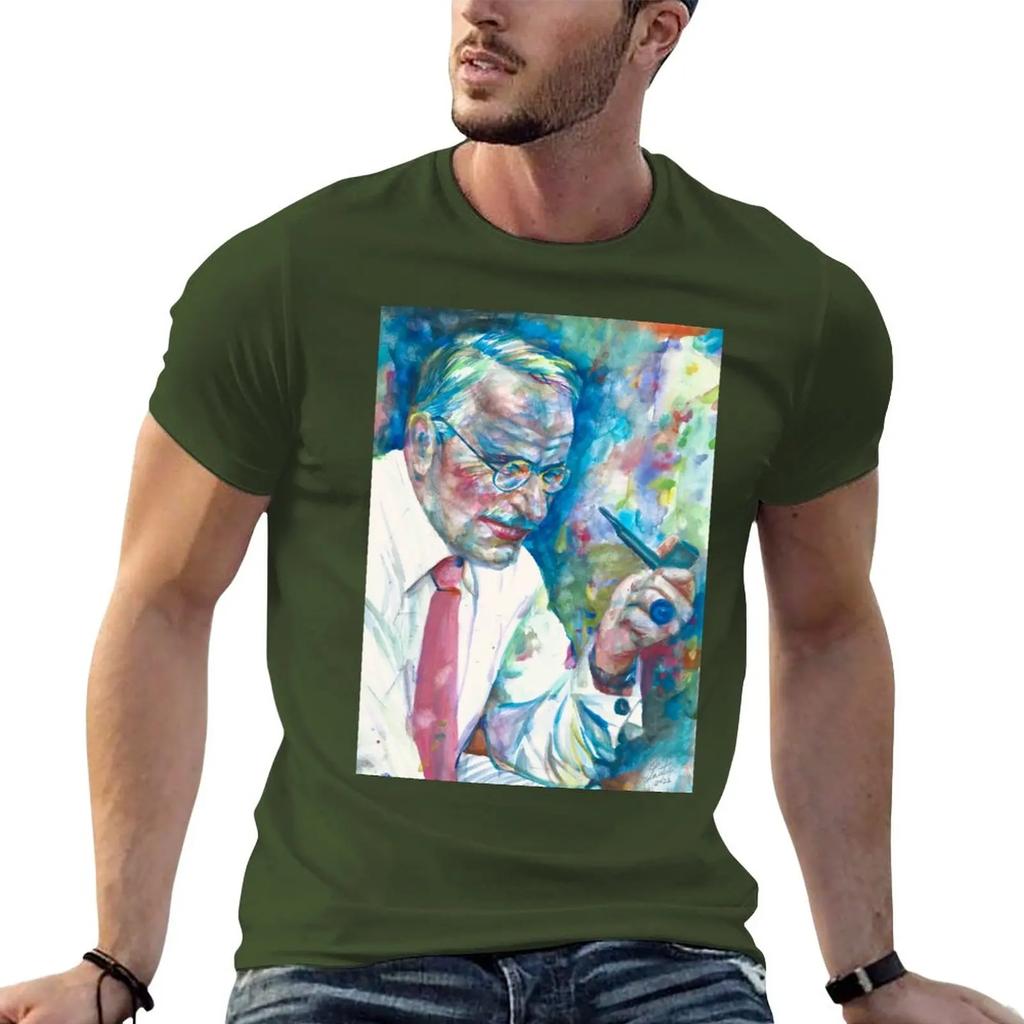 CARL JUNG - watercolor portrait .11 T-Shirt Short sleeve tee Anime t-shirt plain t-shirt heavy weight t shirts for