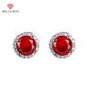 Garnet Zircon Classic Earrings Round 6* 6mm Wedding Fine Jewelry Gift Accessories For Women