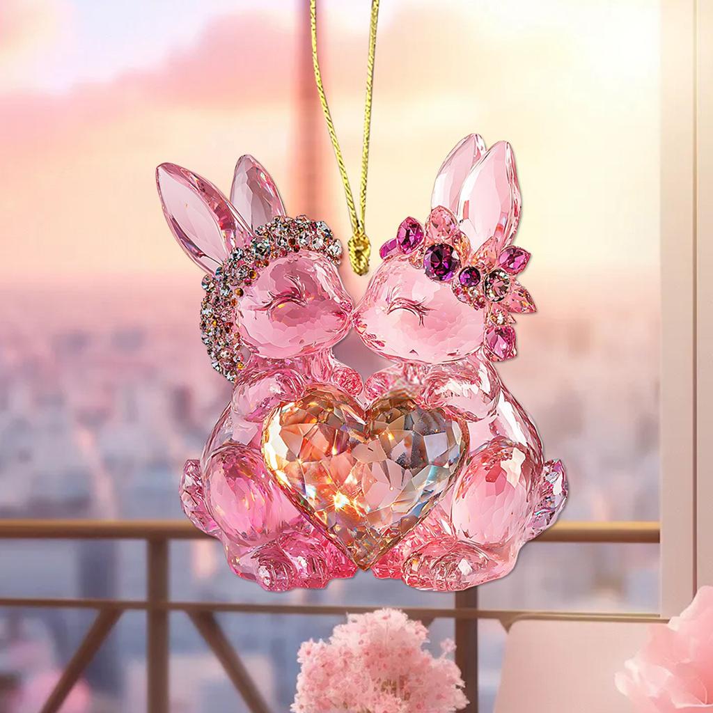 Valentine's Day Swan Bunny 2D Flat Acrylic Keychain Car Rearview Mirror Accessories Backpack Pendant