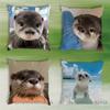 OOtters Cute Animals Pillow Case Short Plush Sofa Decorative Gift Home Doublesided Printing Cushio