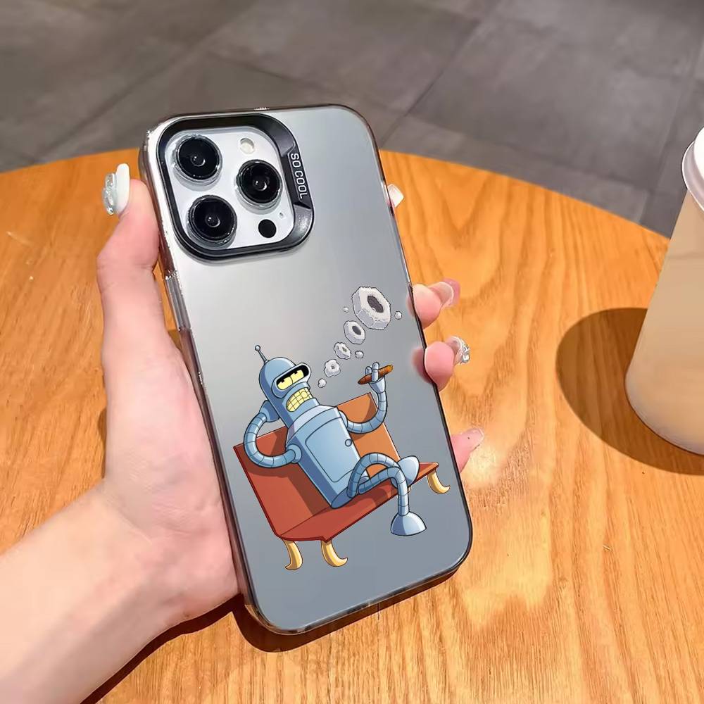 Futurama Funny Bender Phone Case For iPhone17,16,15,14,13,12,11 Plus,Pro Max Black Candy silver phone case