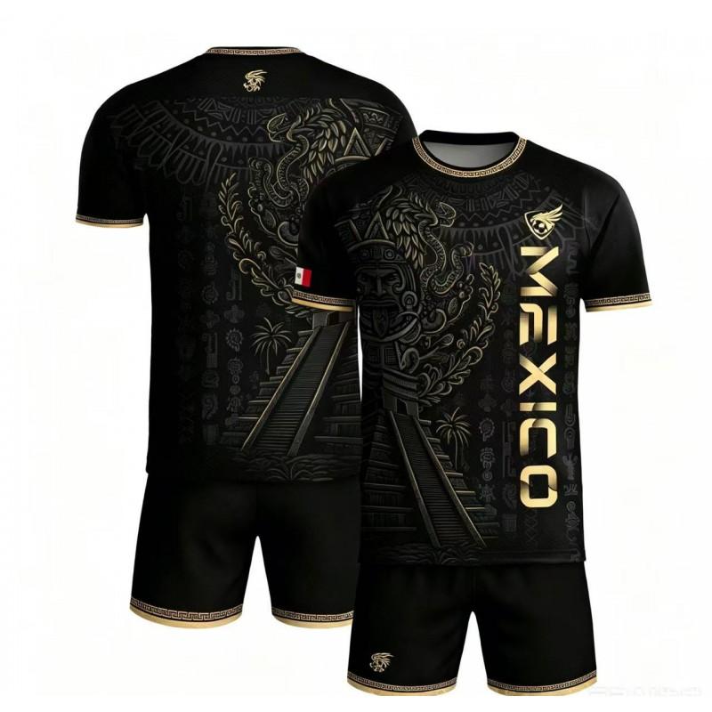 2026 Aztec Mexico Inspired Breathable 3D Digital Print Short Sleeve Soccer Jersey Casual Sport Tee Men