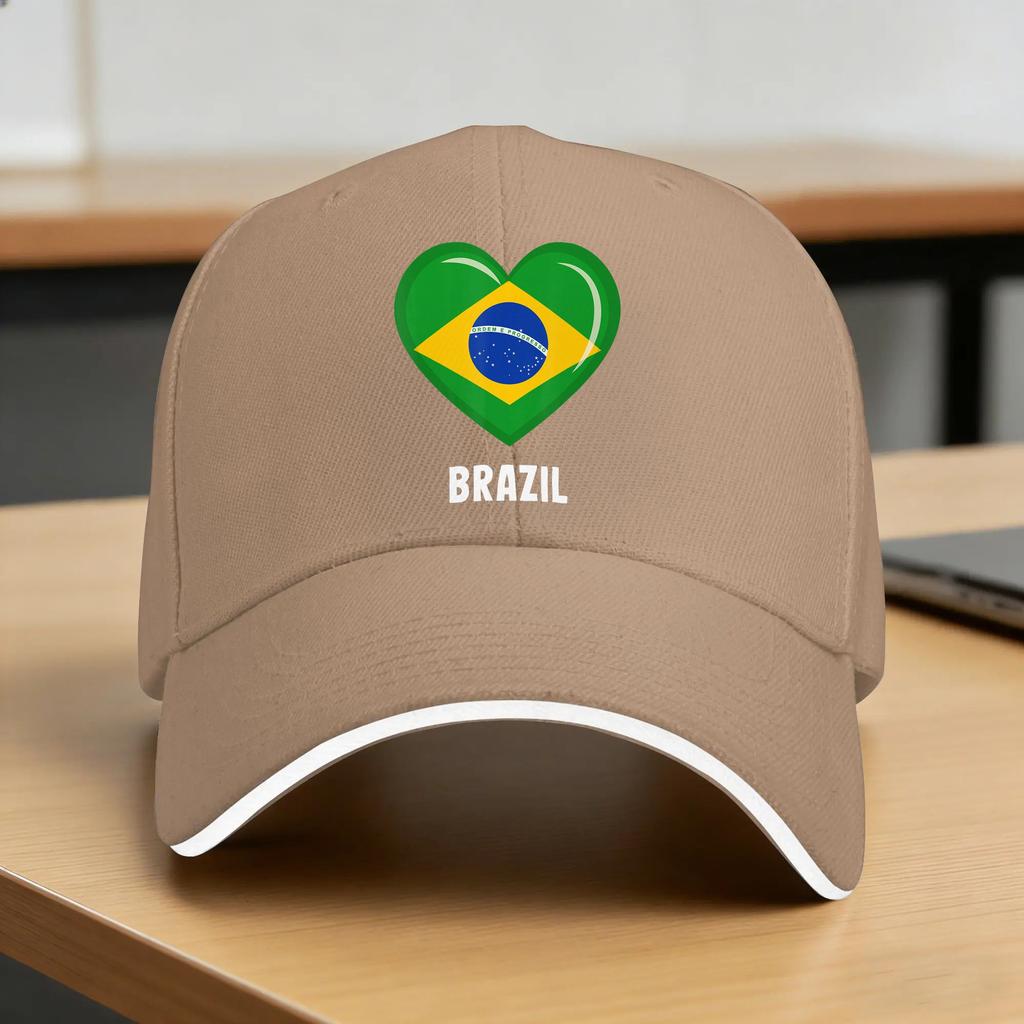 Brazil Flag Heart Baseball Cap  Unisex Women Custom DIY Hip Hop Hats Summer yk Cute Running Hippie Sun Visor Baseball Caps