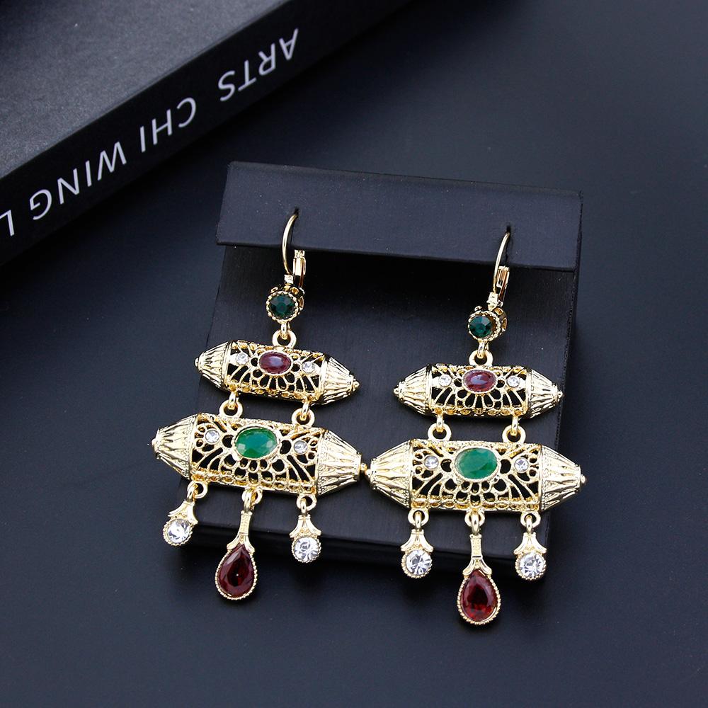 Шикарные женские серьги золотого цвета, ювелирные изделия для невесты, длинные геометрические серьги, традиционное искусство, бижутерия