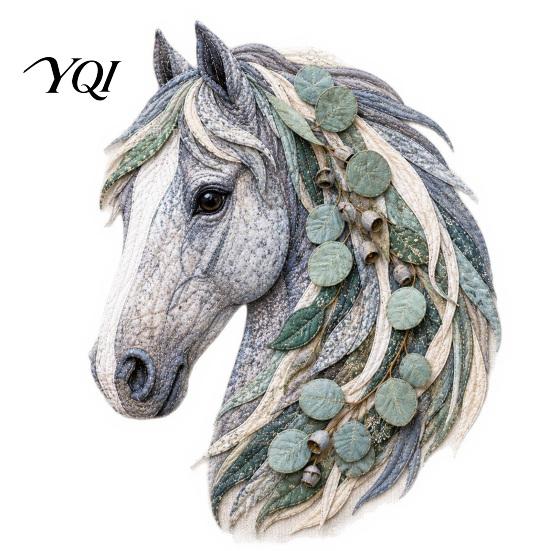Floral Horse Fabric Craft Patchwork Kit, DIY Home Decor Sewing Kit for Adults, Handmade Wall Artistic Applique Set