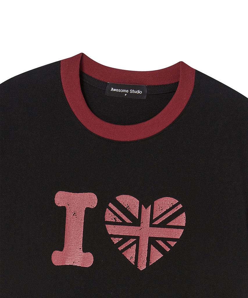 ПОТРЯСАЮЩАЯ СТУДИЯ Футболка с коротким рукавом AWESOME STUDIO Heart Ringer Color Block Черная