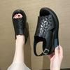 Sandals High Heels Fish Billed Women's Shoes Thick Soles Sloping Heels Sandals Hollowed Out Casual Shoes