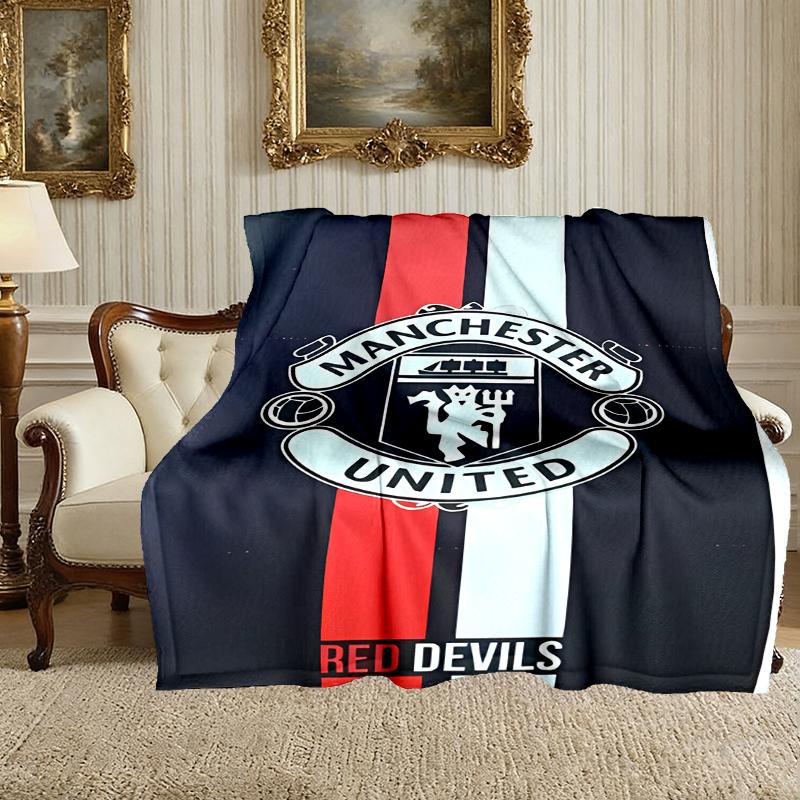 Manchester United Manchester City Pattern Blanket, Cozy Blanket for All-Season Comfort on Sofas, Beds, Office, Car, Camping and Travel