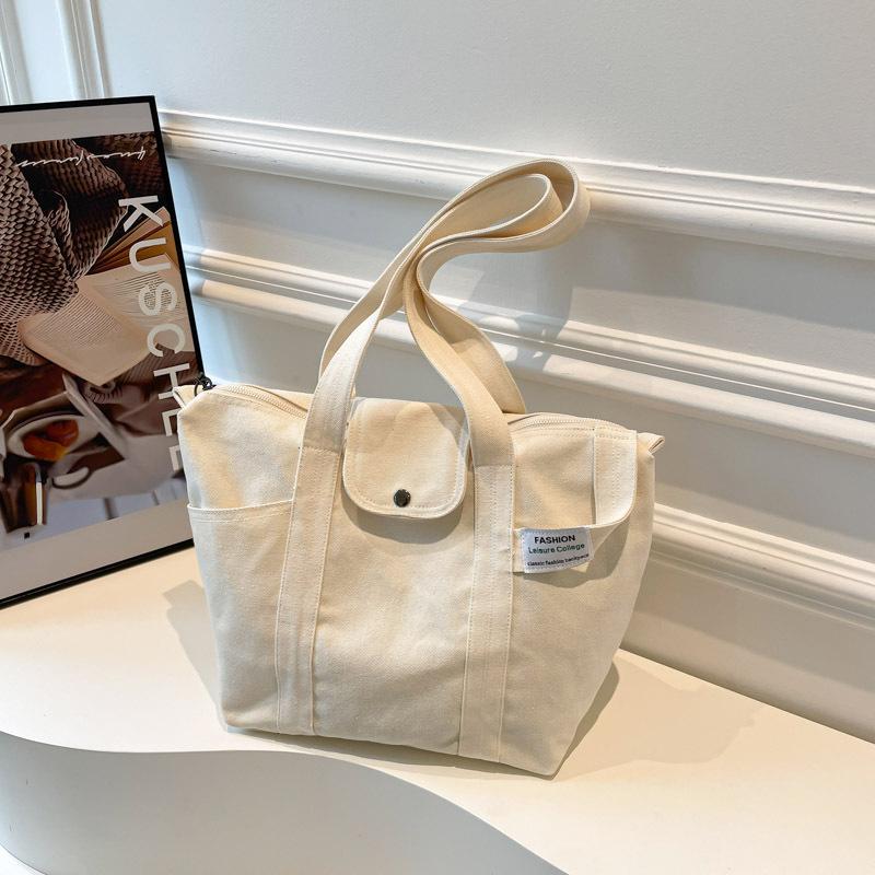 Large Capacity Shoulder Armpit Bag Canvas Tote Bag Literary Shoulder Bag College Student Class Commuter Handbag